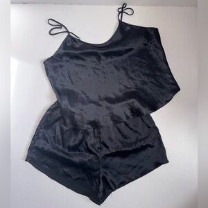 Vintage Black Satin Sleepwear Set